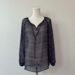 Sheer Blue Patterned Women's Top